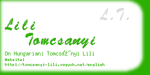 lili tomcsanyi business card